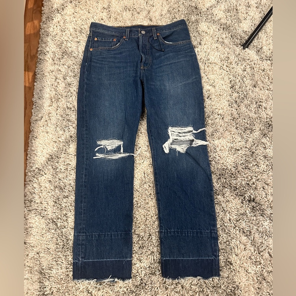 Levi’s 501 Distressed Blue Jeans